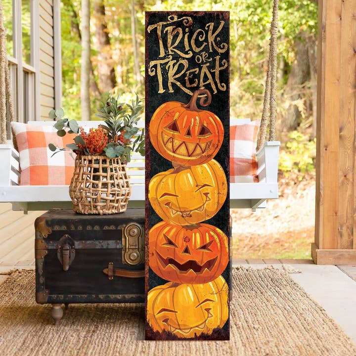 36in Farmhouse Halloween Porch Sign - Vintage 'Trick or Treat' Welcome for wholesale by TX USA Corporation