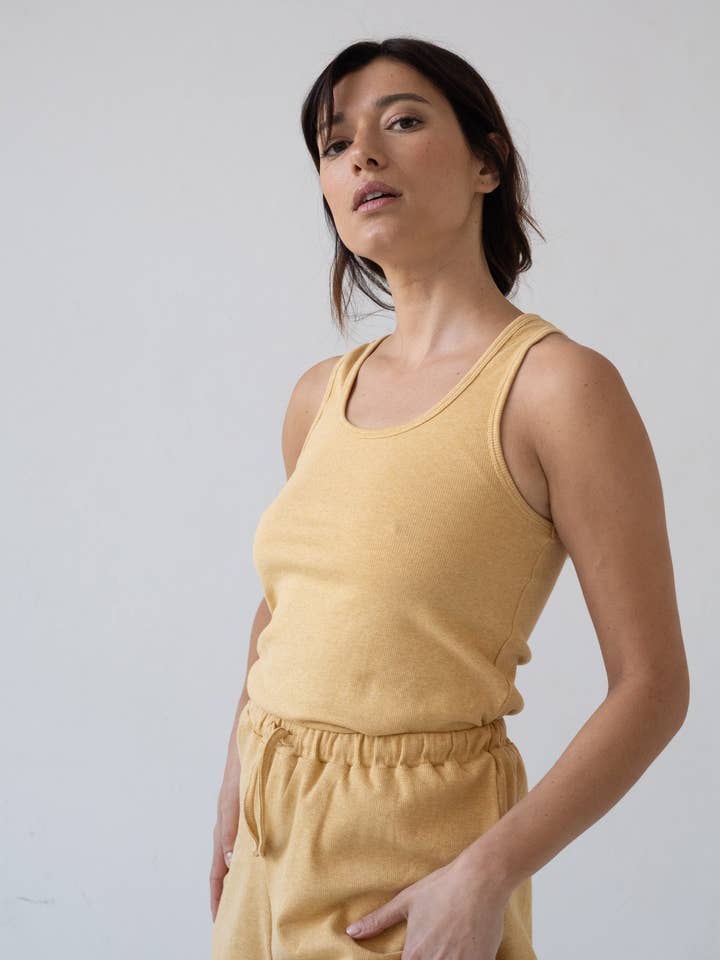 Bonie Yellow Ribbed Tank Top for wholesale on Faire