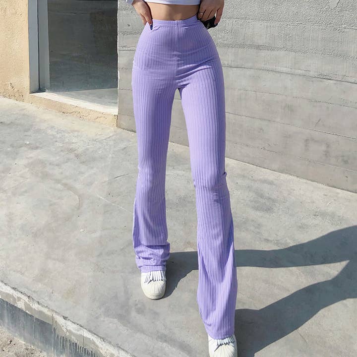 HIDDENBRAND - Wholesale Pants - Women's - High Waisted Stretch Flare Pants Athletic Casual Pants6