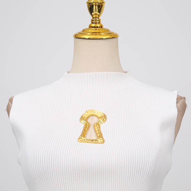 Productseeker - Wholesale Knit Top - Women's - TP46Y High-neck sleeveless vest with keyhole accent3