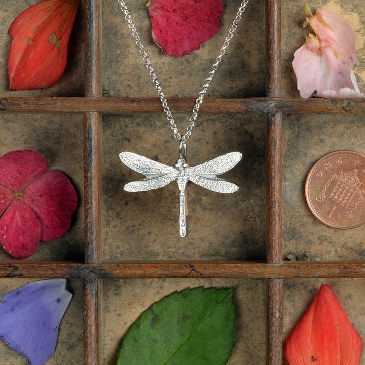 Glover & Smith – Colar pingente/pendente por atacado – Colar Libelinha, English Pewter Jewellery1