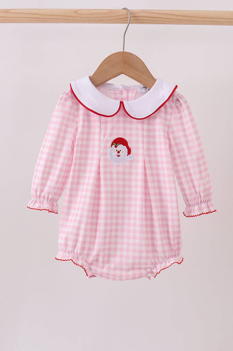 Mom & Co. – wholesale Bodysuit (non-footed) – Baby – Pink santa claus embroidery gingham bubble0