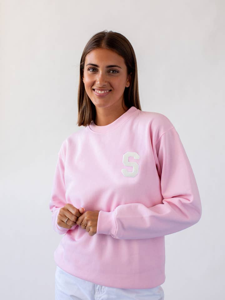 Sweatshirt rose clair | Inicial Mini Rizo pour la vente par Anitials