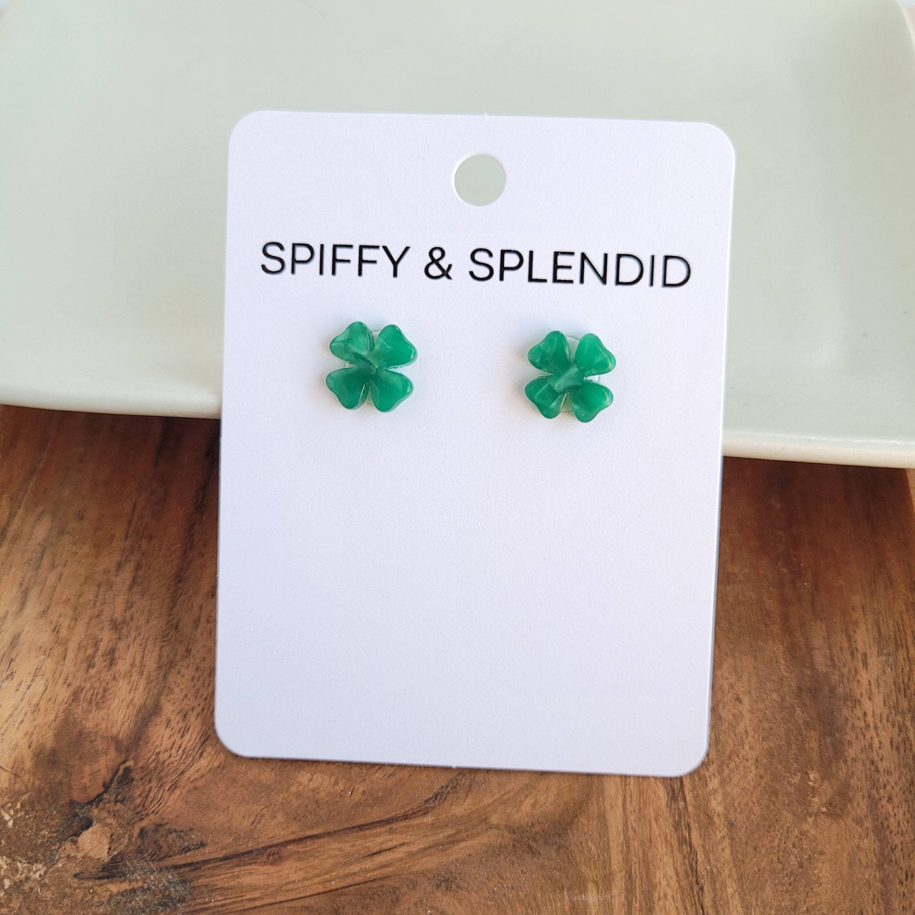 Spiffy & Splendid – wholesale Solitärörhängen – Clover Studs - Shamrock Green // St Patricks, Smycken9