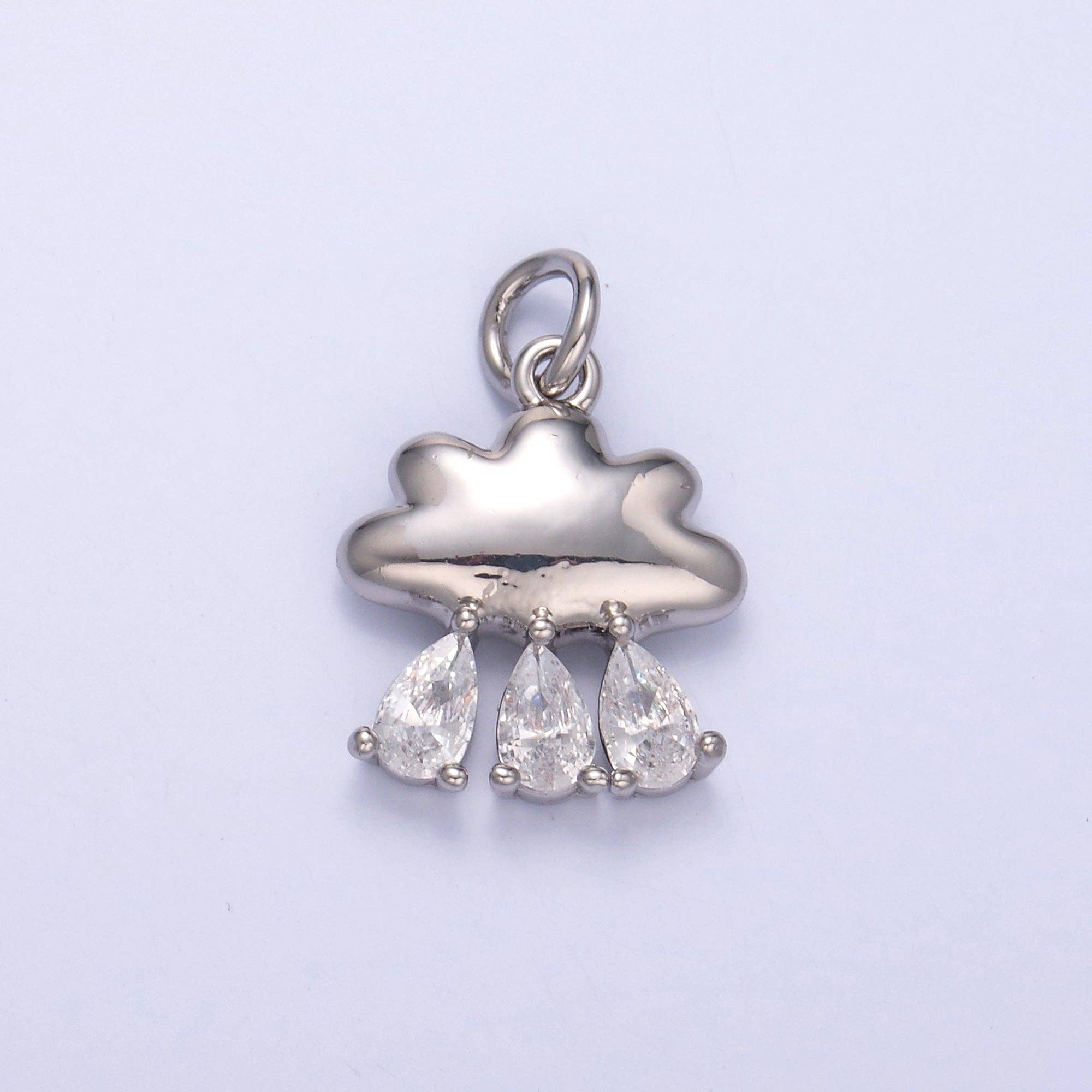 Aim Eternal - Wholesale Individual Charm/Pendant - 24K Gold Filled Triple Raindrop CZ Cloud Charm in Gold & Silver | C0575