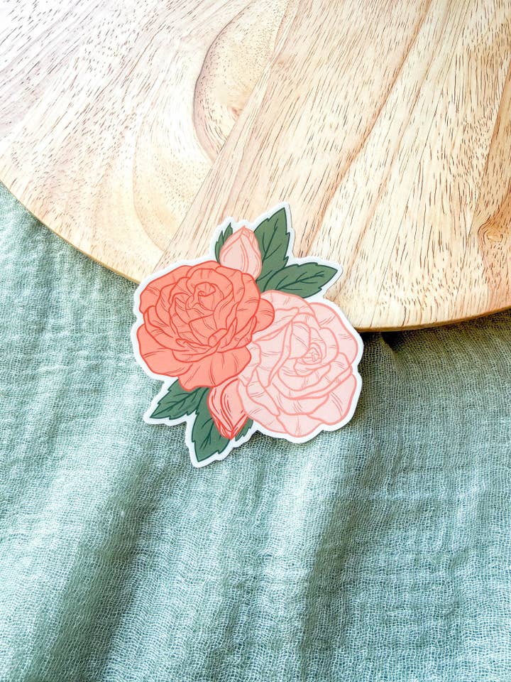 Pink Roses Sticker for wholesale by Nadia Design Co