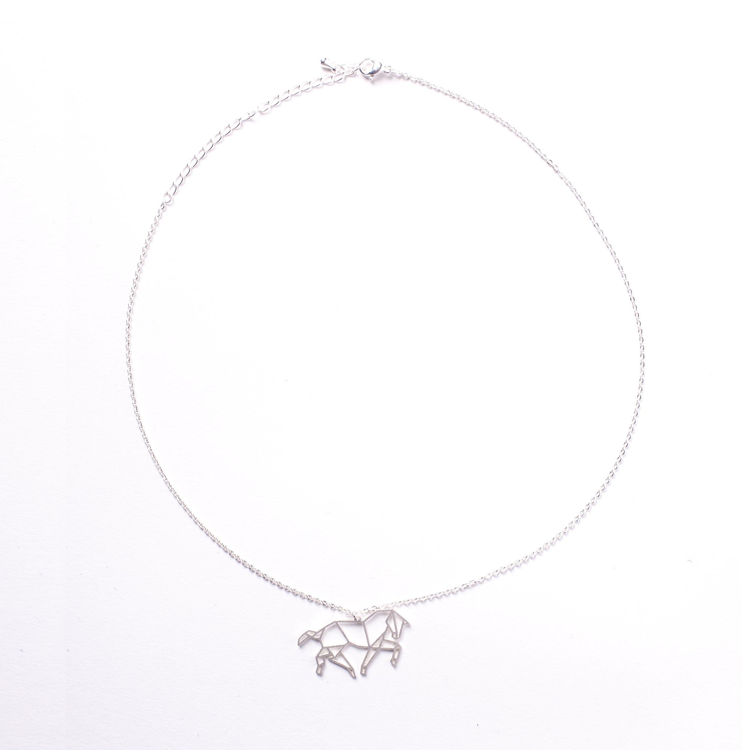 La Menagerie – wholesale Pendant/charm necklace – Horse Silver Origami Necklace8