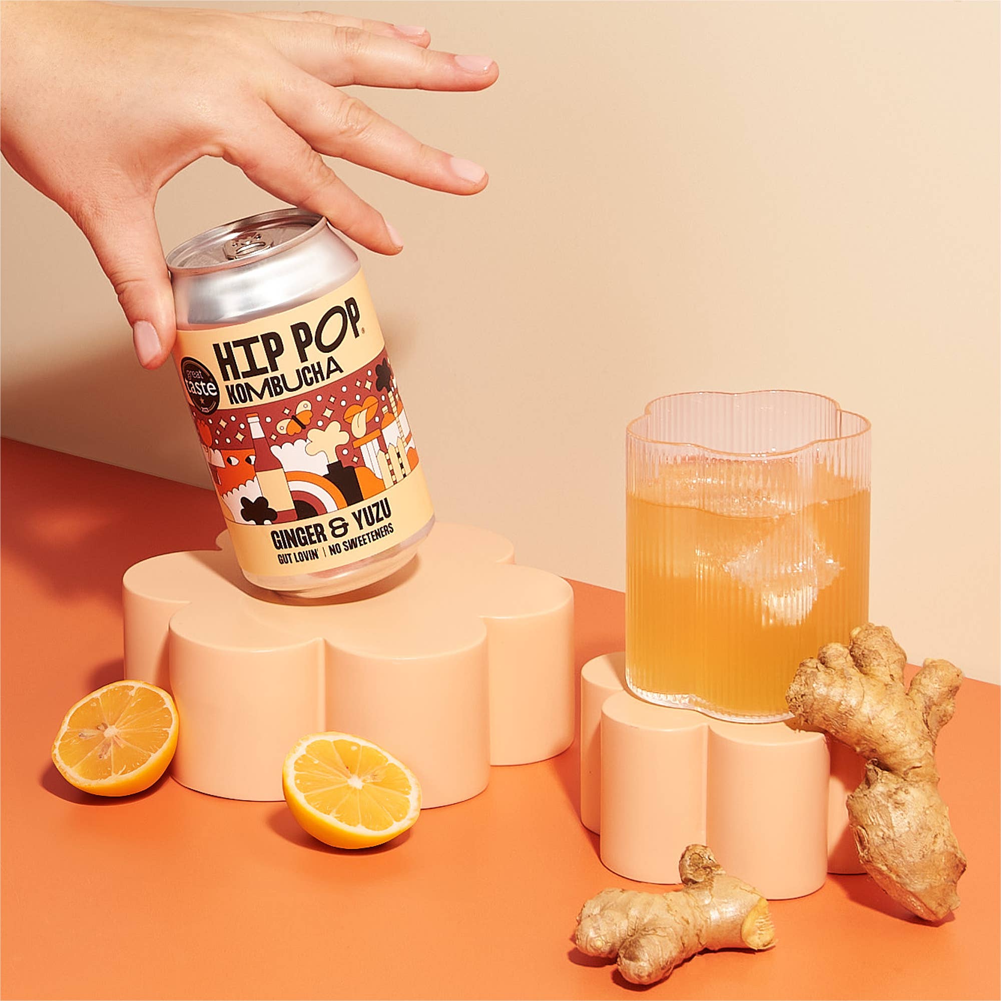 Hip Pop - Wholesale Kombucha - Vegan Kombucha Drink - Ginger Yuzu x 24 - Probiotic2