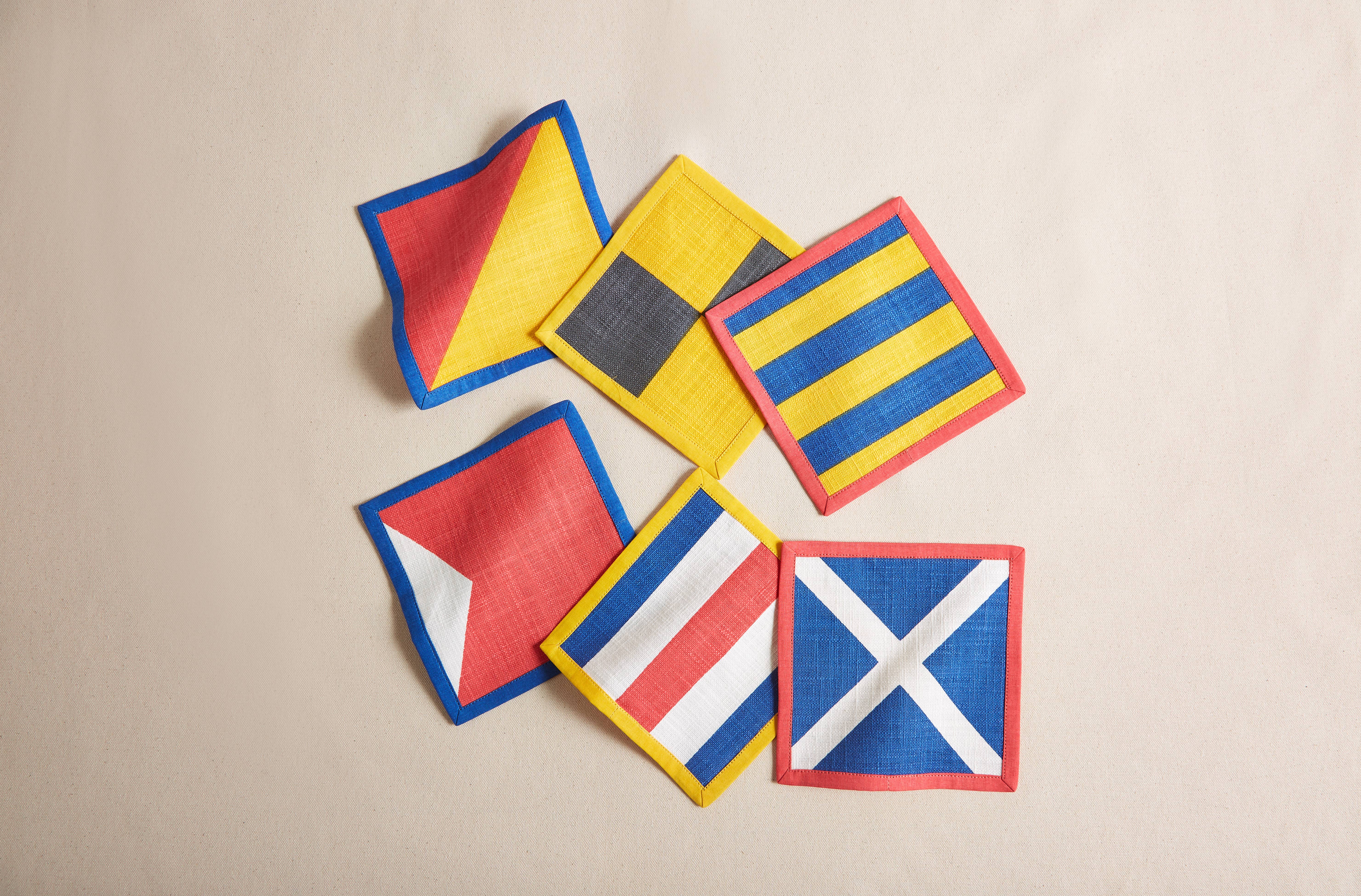 THOMASPAUL - Vente Serviettes de table en tissu - LOT DE 6 SERVIETTES DE TABLE À COCKTAIL MARITIME0