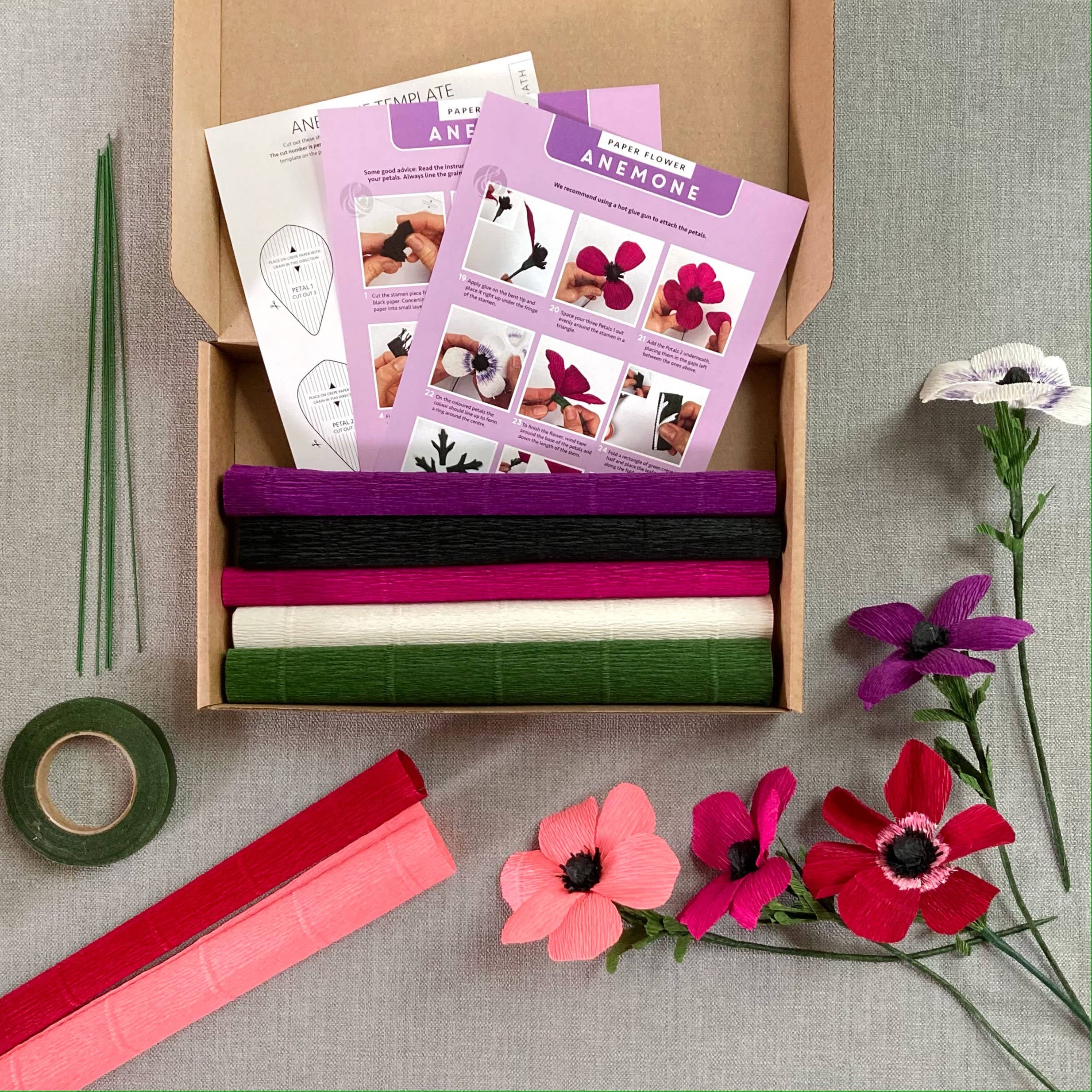 Bergin & Bath - Wholesale DIY Craft Kit - Paper Flower Kit Anemone, Craft Project For Beginners, Creat8