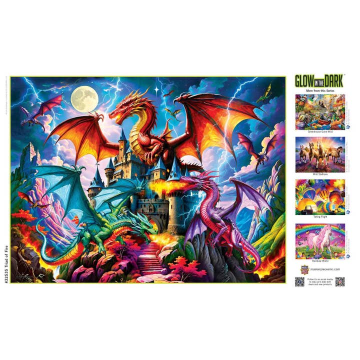 Masterpieces Puzzles - Wholesale Puzzle - Adult - Glow in the Dark - Triad of Fire 300 Piece EZ Grip Jigsaw Puzzle3