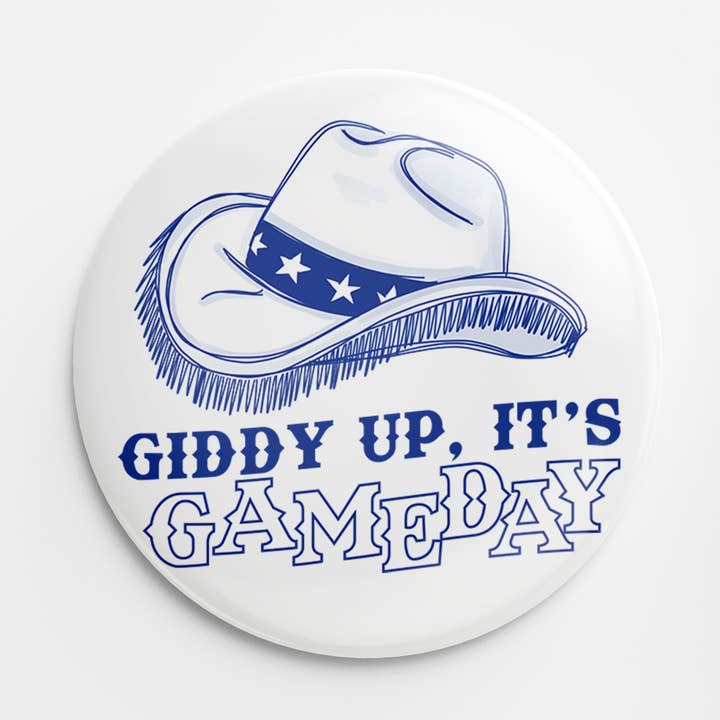 Giddy Up Button (Blue) for wholesale by Thanks For Everything