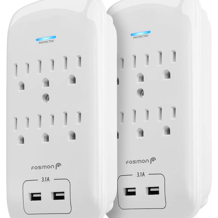 Fosmon - Wholesale Power Adapter - 6 Outlet 1200 Joules Surge Protector with 2 USB Ports1