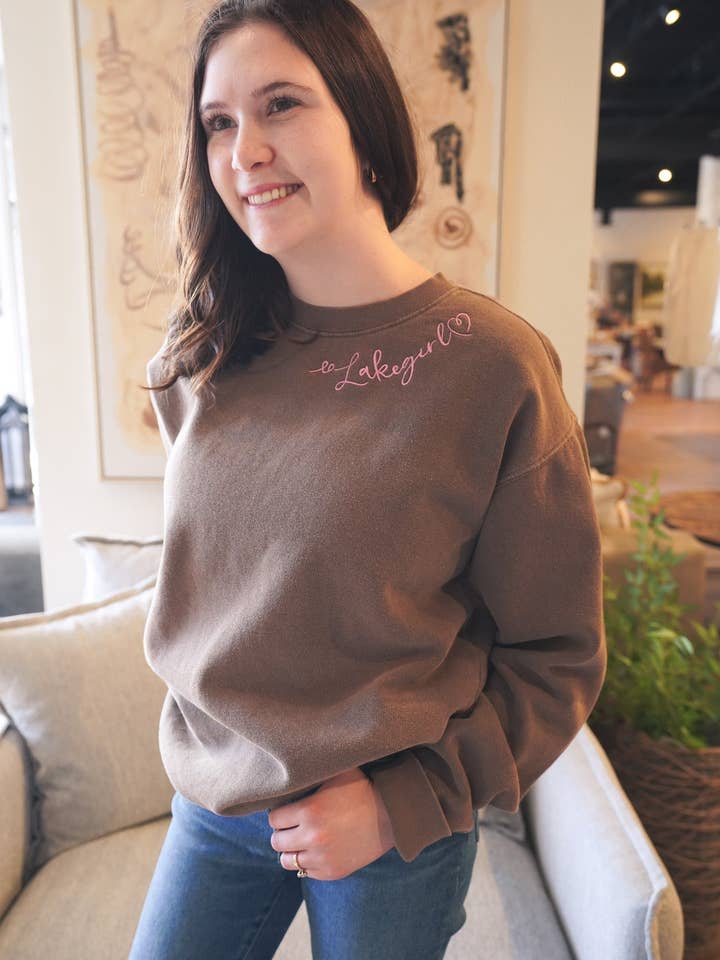 Lakegirl Fleece Crew Neck in Coffee Bean for wholesale by Lakegirl