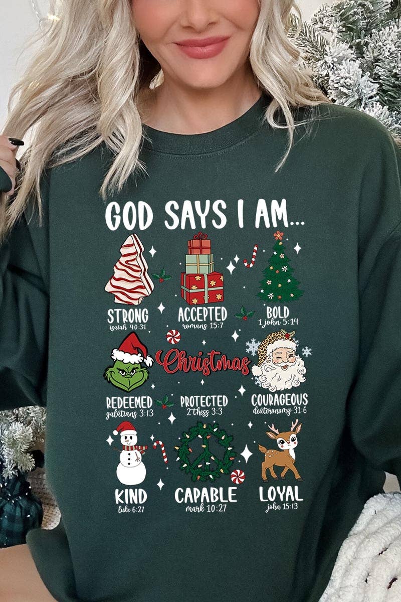 COLORBEAR - Wholesale T-Shirt (Graphic) - Unisex - God Says I Am Christmas Graphic Fleece Sweatshirts10