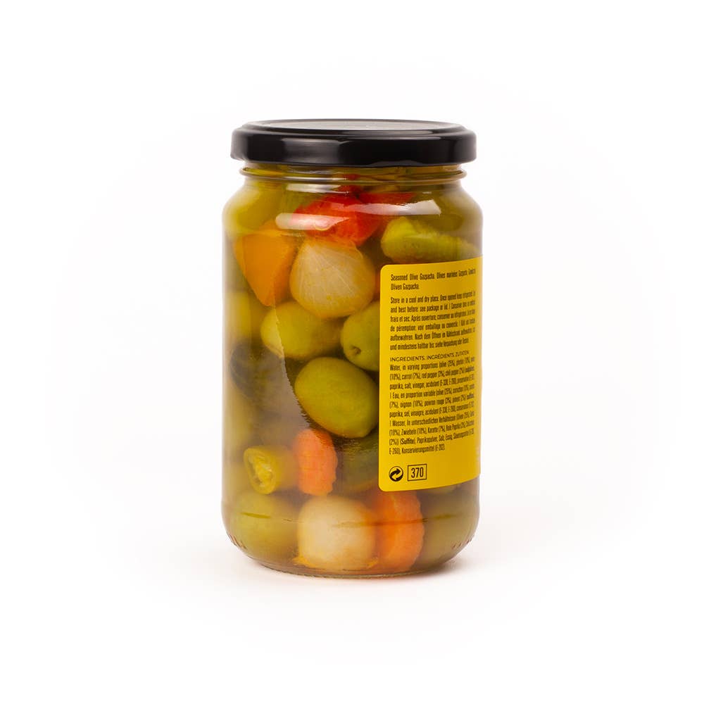 Don Gastronom USA - Wholesale Olives - Triana Olivas. Seasoned Gazpacha Olives1