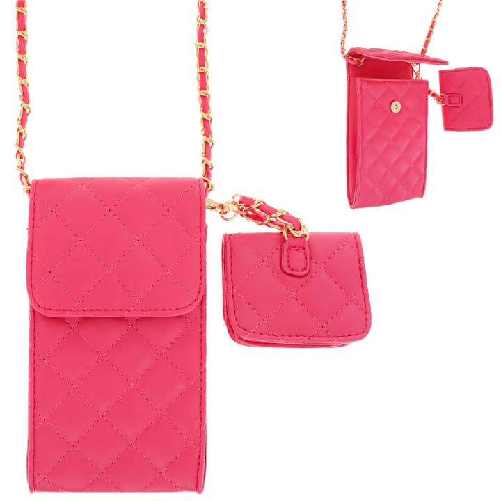 SP Sophia Collection - Wholesale Phone Wallet - Women's - Quilted Phone Crossbody Earbuds Case with Strap2