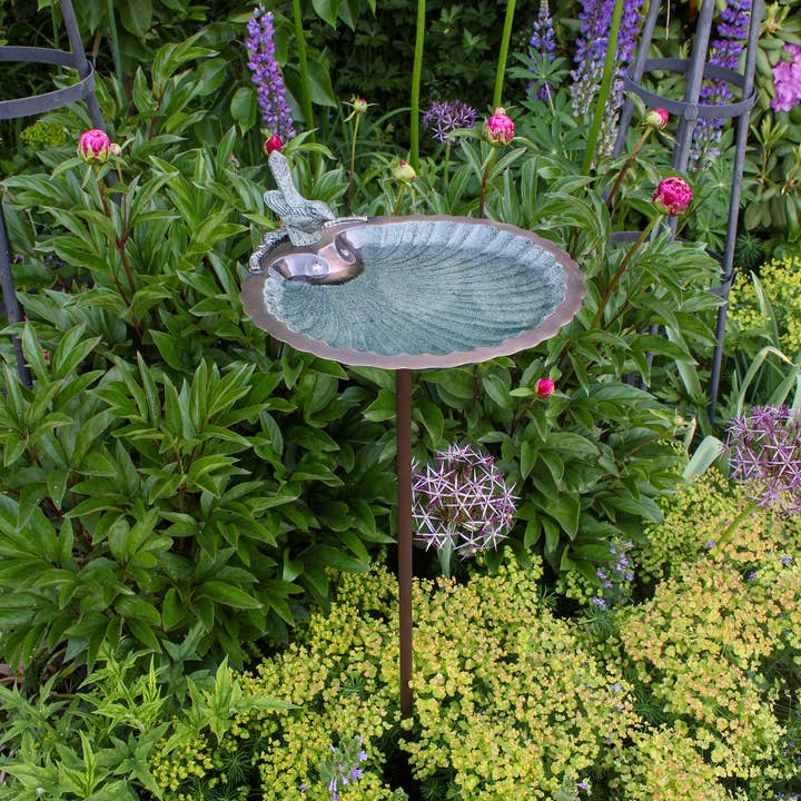 ACHLA Designs - Wholesale Bird Bath - Scallop Shell Birdbath- Stake
