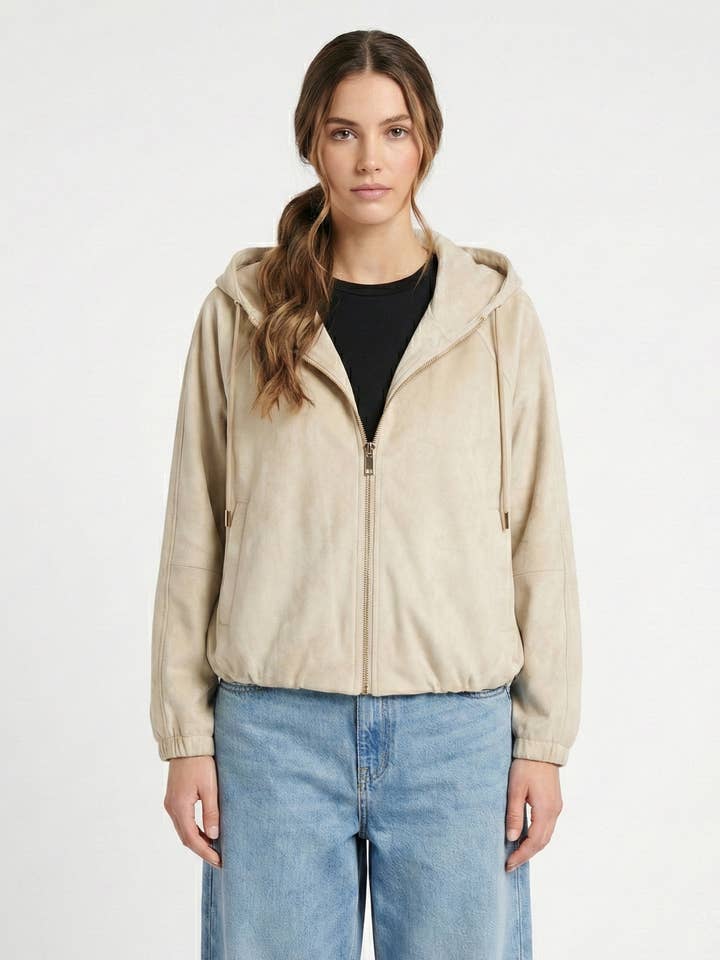 REISSVERSCHLUSS-KAPUZENJACKE IN WILDLEDEROPTIK für den Großhandel von KZELL PARIS