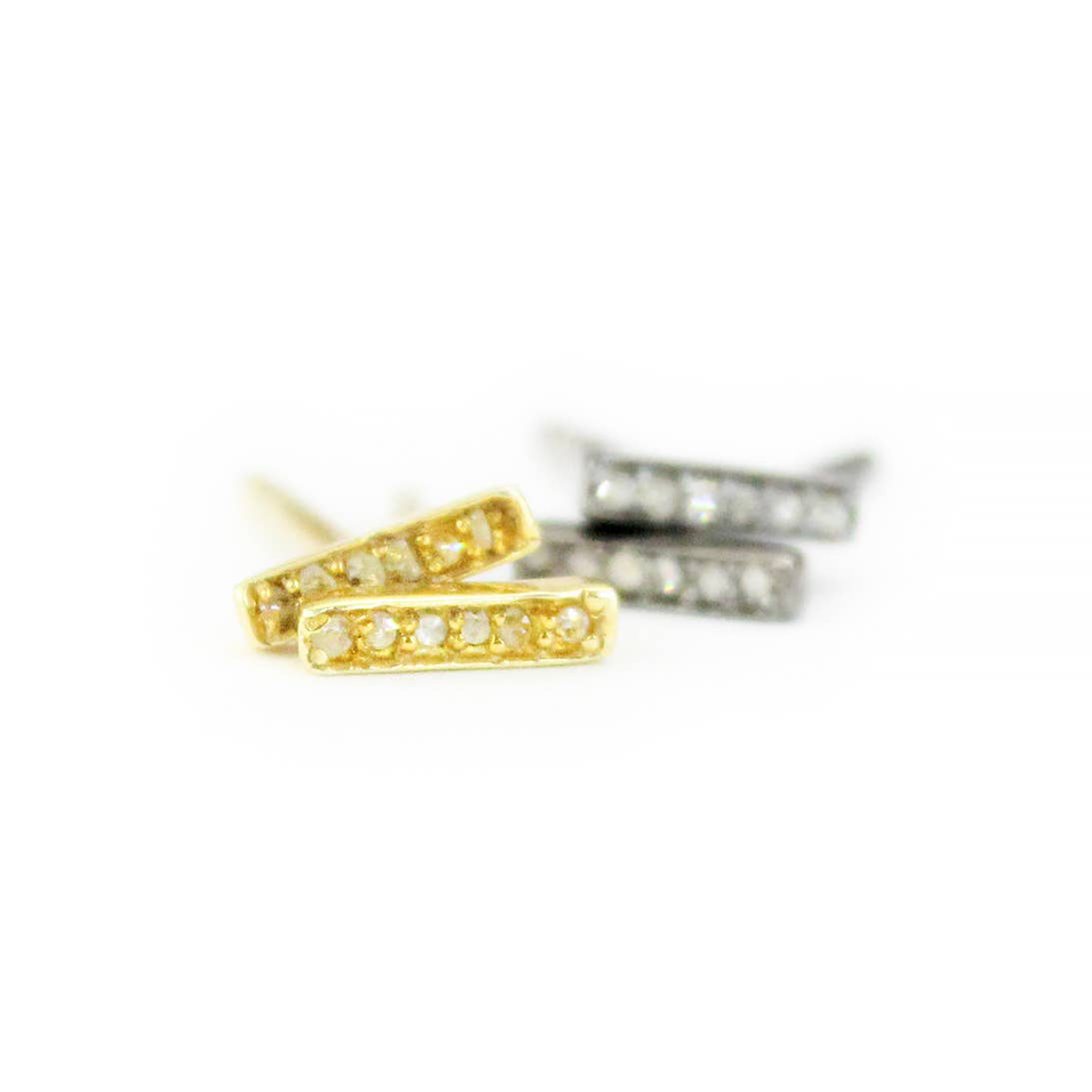 REMOVED BRAND - Wholesale Stud/Post Earrings - Pave Diamond Mini Bar Studs0