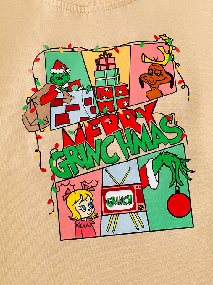 Kids Charm Online - Wholesale Screen Printed T-Shirt - Kids - Ivory Christmas Character tee-shirt.🎄 TPB40178 JEANN1