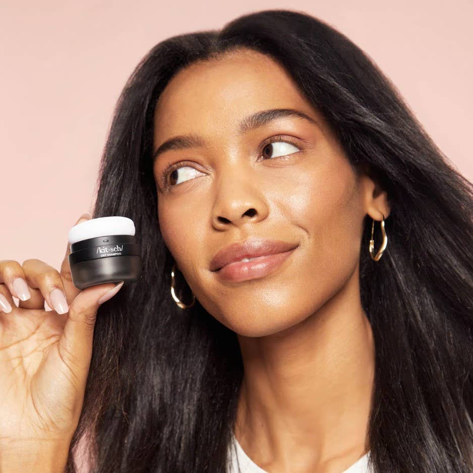 KITSCH - Vente Shampoings secs - Shampooing sec volumisant aux protéines de riz - Poudre teintée foncée3