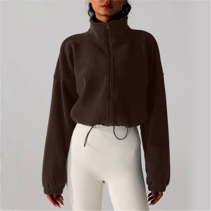 Sodalemon - Wholesale Activewear set – Women′s - Women's Reversible Fleece Cropped Drawstring Jacket14