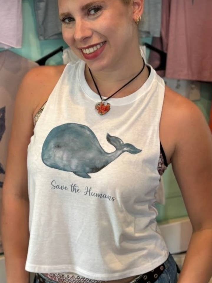 SAUVEZ LES HUMAINS Débardeur Court à Dos Nageur pour la vente par Blue Mermaid Art