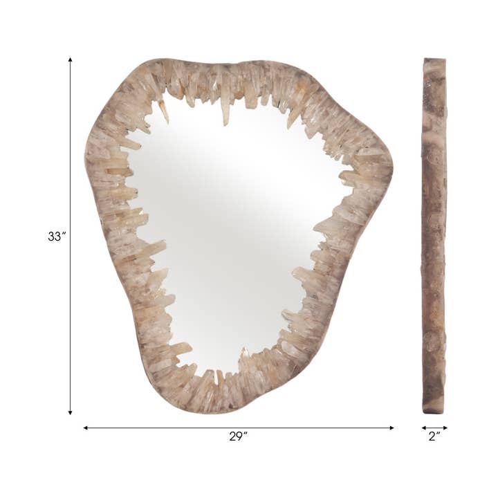 Sagebrook Home - Wholesale Wall Mirror - Wall Mirror - Ivory Glass Quartz Organic Edge, 33 in.2