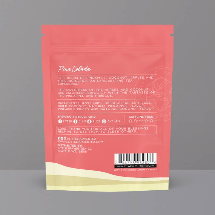 Little Prayer Tea Company - Wholesale Loose Tea - Bible Verse Pina Colada Herbal Tea - Tropical, Caffeine-Free