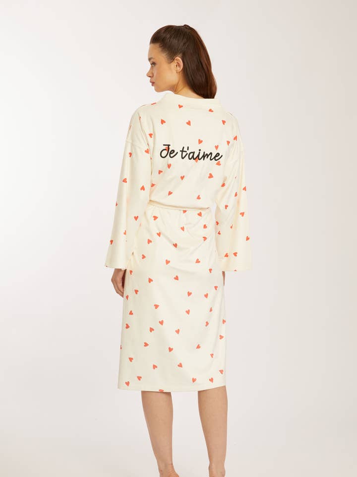 Robe Comprida com Estampa de Coração Je T'aime por atacado de Wrap Up by VP