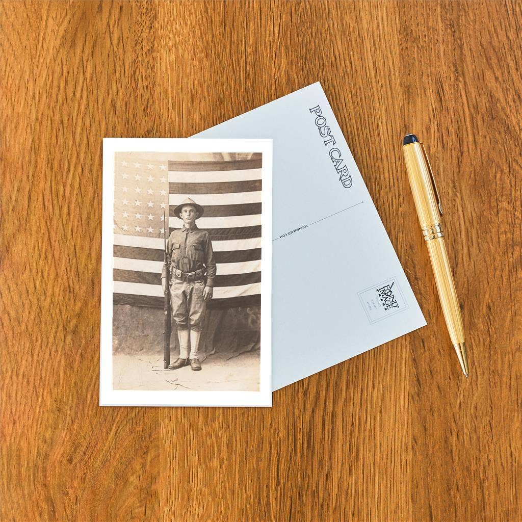 Found Image Press – wholesale Postcard – Postcard PT-240 Doughboy with Flag1