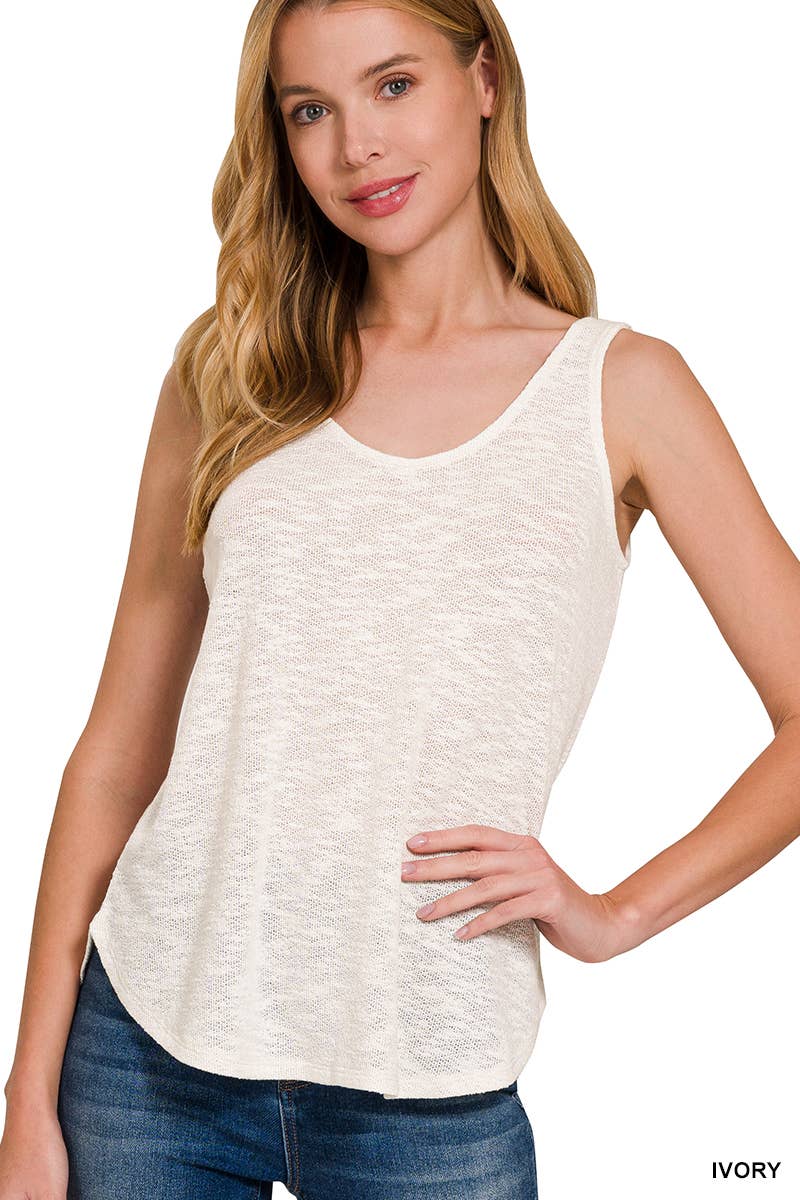 42POPS - Wholesale Tank Top - Women's - ,..SI-26300 Sleeveless Double Scoop Neck Tank Top2