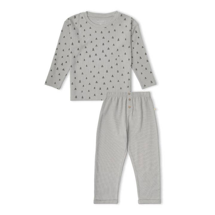 Organic Tee & Foldover Pants Set - Tiny Pines for wholesale by Makemake Organics