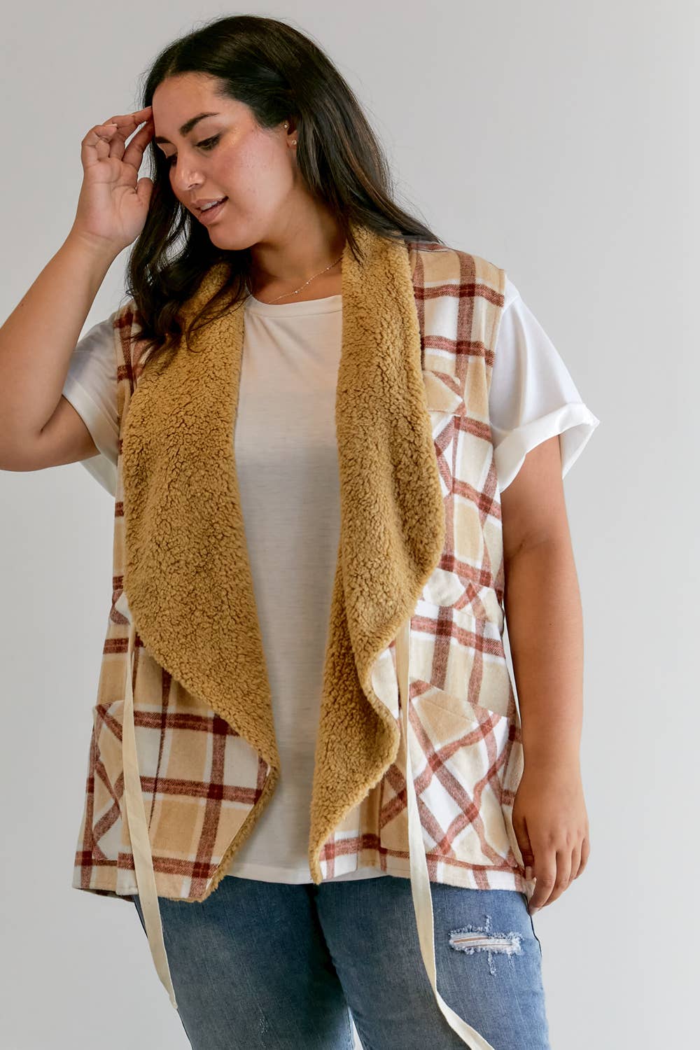 Davi & Dani - Vente Veste – femme - VESTE À MANCHES LONGUES À CARREAUX PLUS14