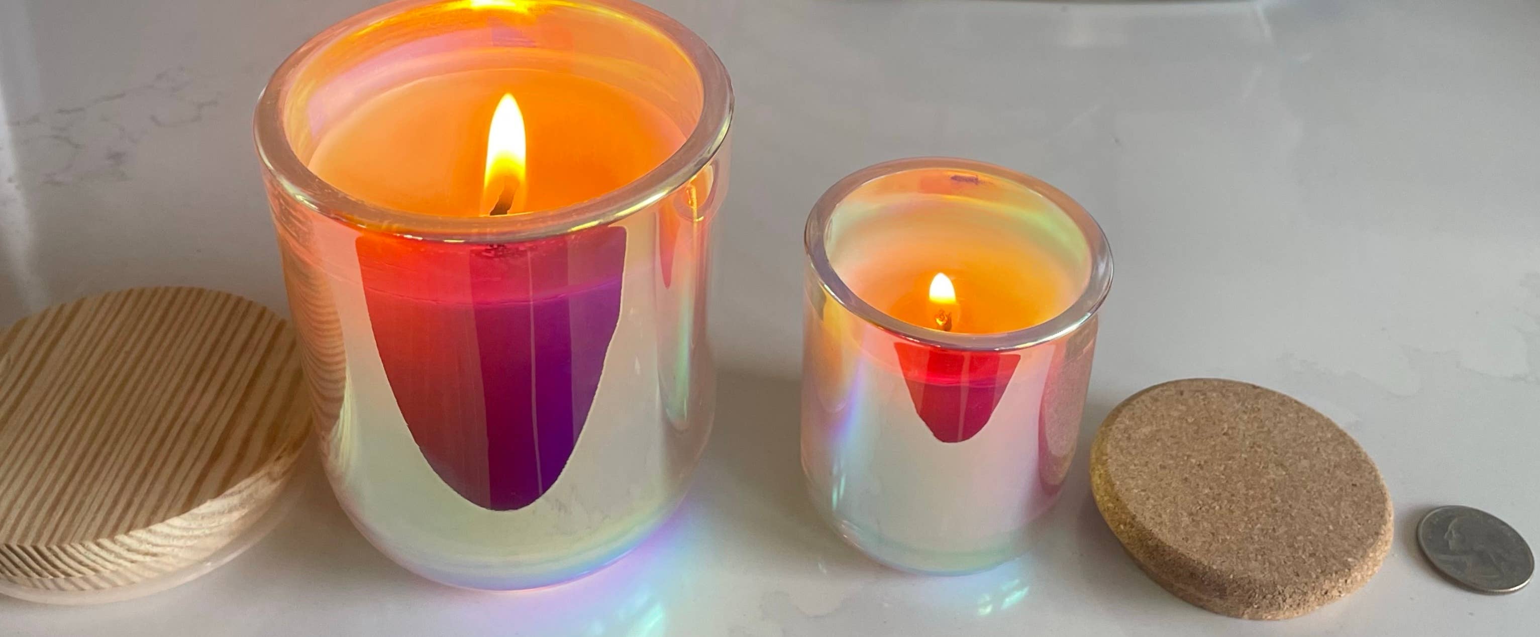 Namaste Home – wholesale Jar/filled candle – White Label Crystal Soy Candle in Iridescent Glass Vessel2