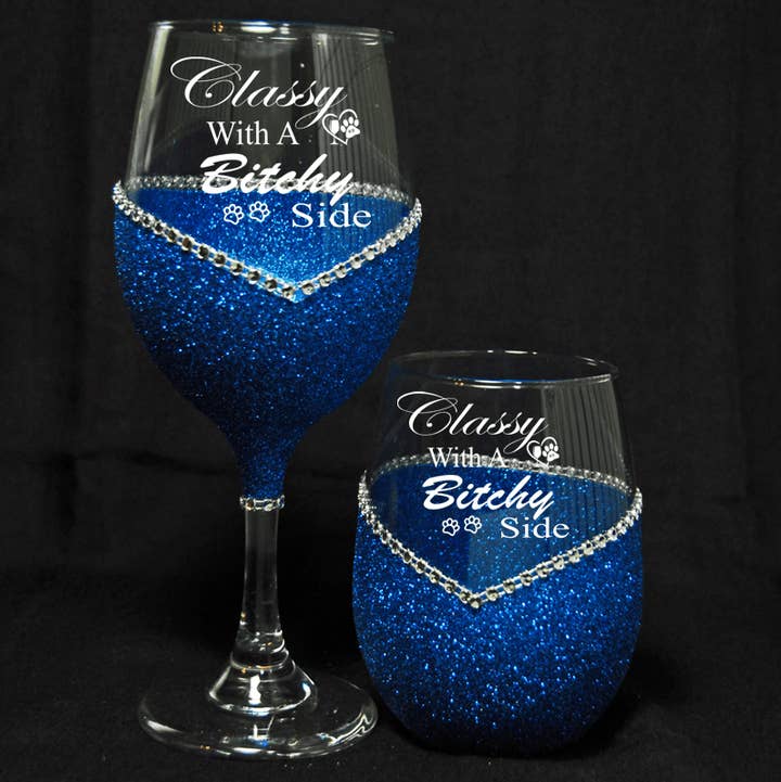 WineyBitches.Co - Wholesale Wine Glass - Classy With a Bitchy Side – Bling Glitter Glass Wine Glasses (Just Sayin’ Collection)48