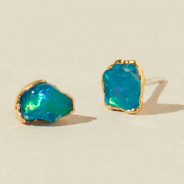 Tachas de opala azul, brincos de opala natural, tachas de pedra preciosa crua por atacado de Dani Barbe