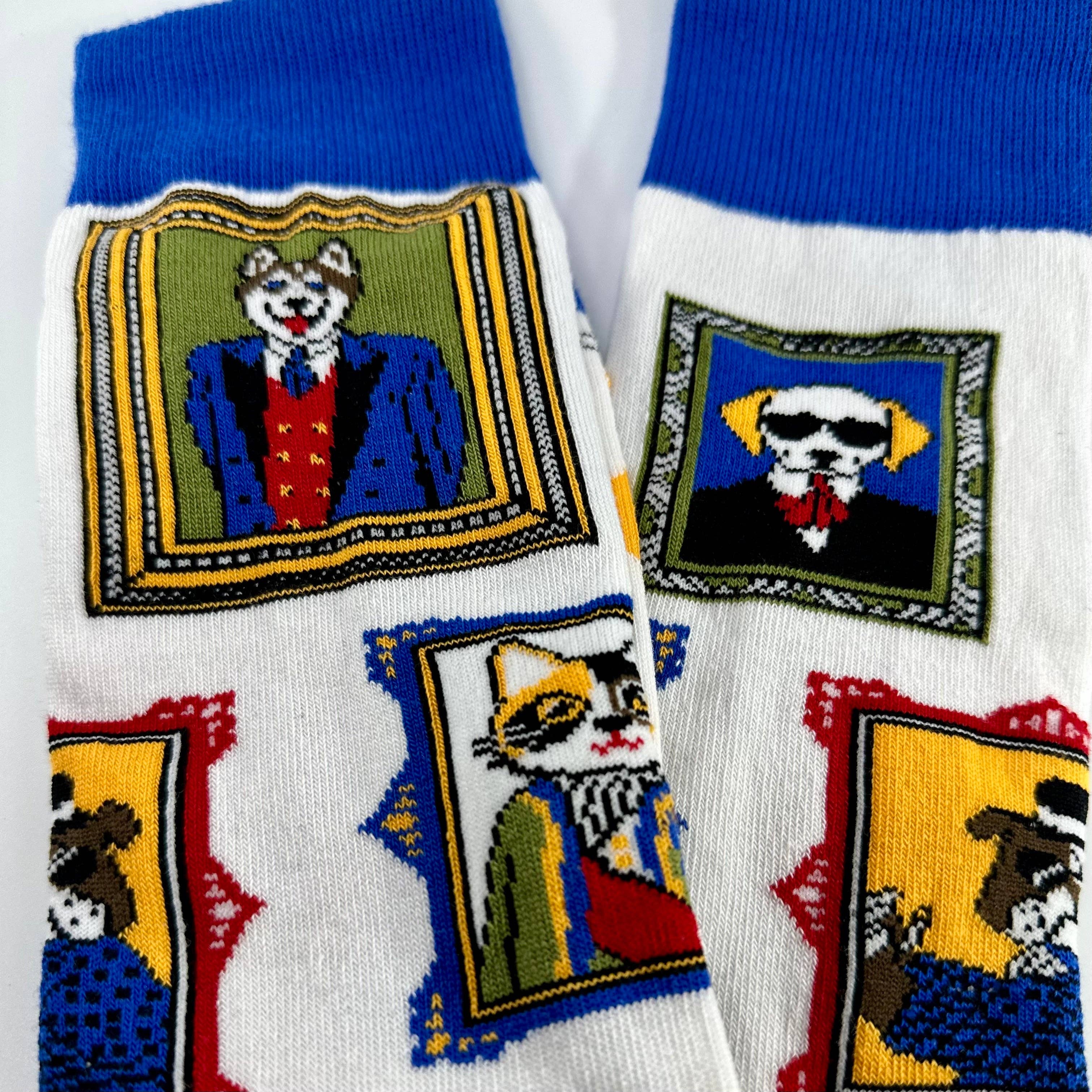 Sock Panda - Wholesale Socks - Unisex - Wall Art Museum Dogs and Cats Socks (Adult Large - Men's Shoe Sizes 8-12)2