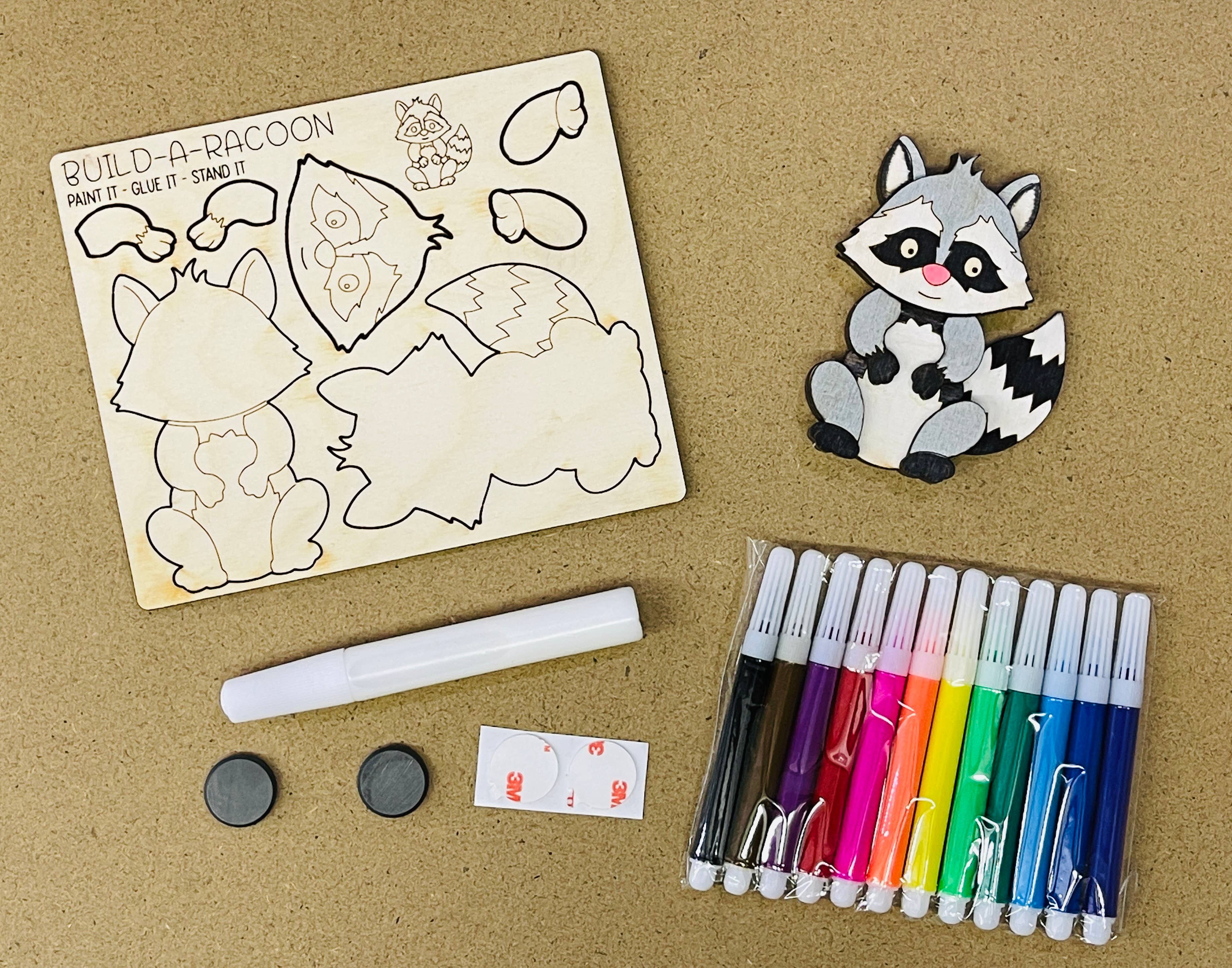 Reclaimed Woodworks Home Decor - Vendita all'ingrosso Kit per lavoretti fai da te - Kit Fai da te per Costruire un Magnete a Forma di Procione KIT CREATIVO ANIMALE6