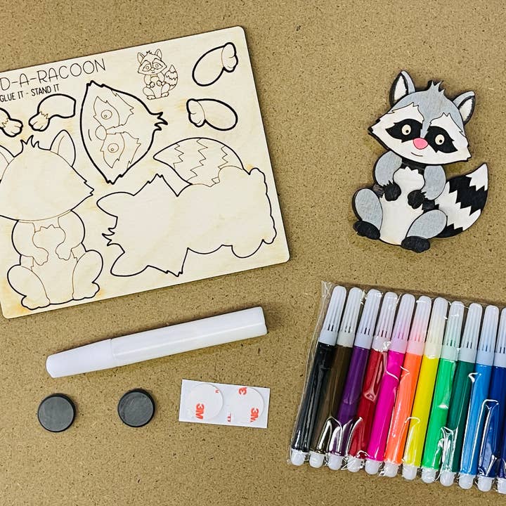 Reclaimed Woodworks Home Decor - Vendita all'ingrosso Kit per lavoretti fai da te - Kit Fai da te per Costruire un Magnete a Forma di Procione KIT CREATIVO ANIMALE6