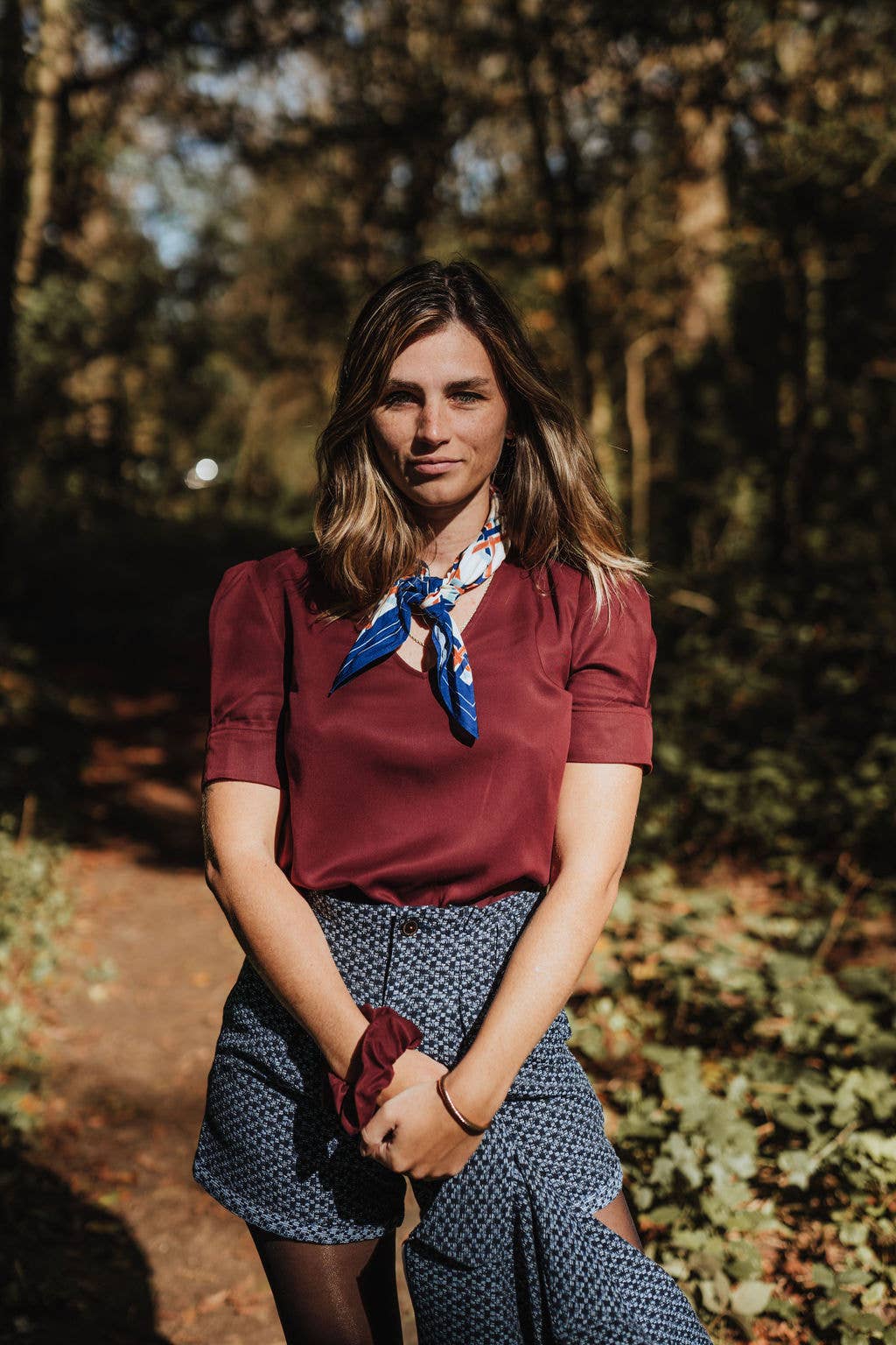 Sevenlie - Wholesale T-Shirt - Women's - Praha Blouse - Bordeaux - Short sleeves