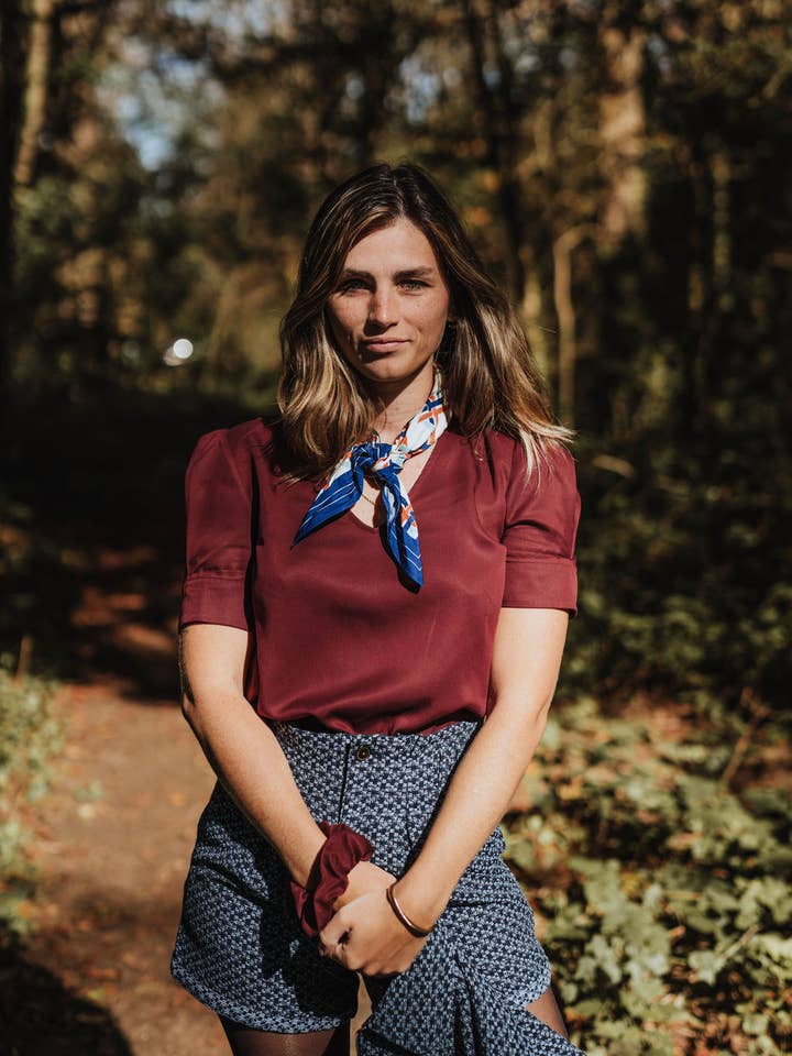 Praha Blouse - Bordeaux - Short sleeves for wholesale by Sevenlie