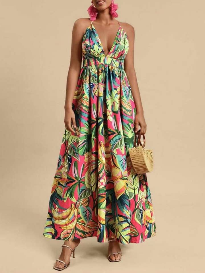 Rosa Clothing - Wholesale Dress - Women's - Ethnic Style Fashion Sexy Slim Print Slip Dress7