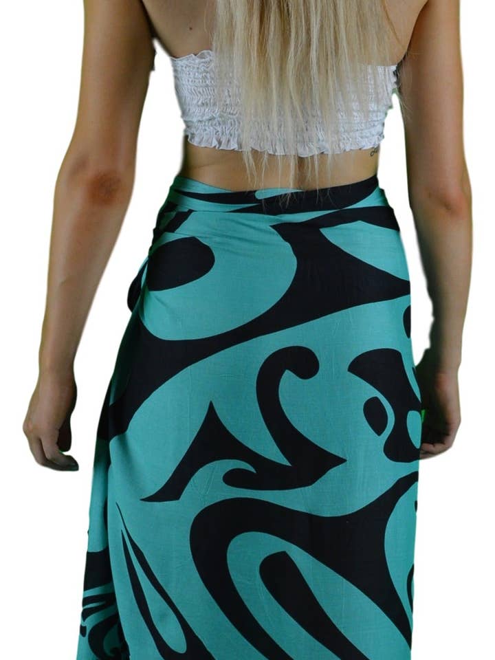 Island Style Clothing Co by Akamai Distribution Ltd - Wholesale Skirt - Women's - Hawaiian Tribal | Island Turtle | Teal Blue | Pareo
