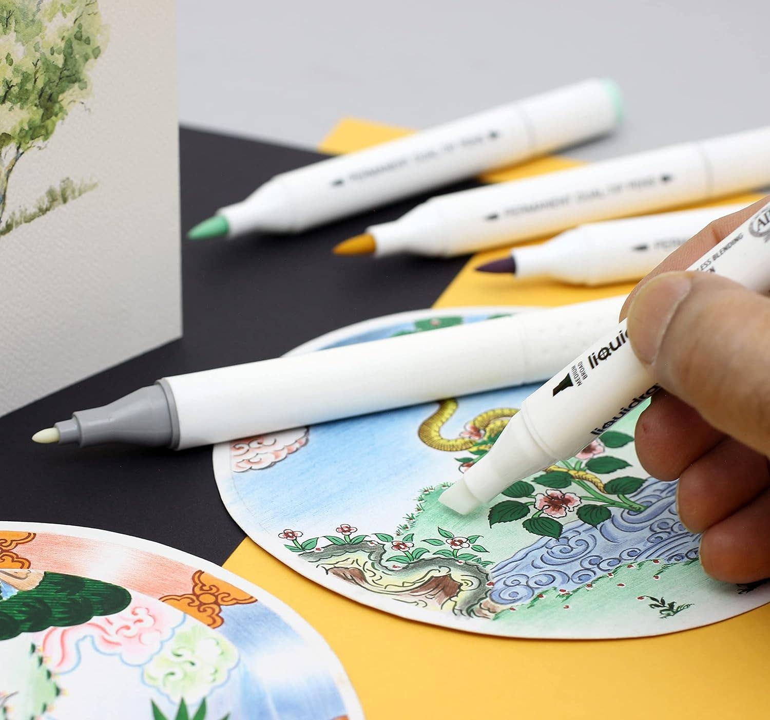 Liquidraw – wholesale Marker – Liquidraw Colourless Blender Marker Set of 3, Dual Tip Marker, Colourless Blender Pen Alcohol Colorless Blending Graphic Marker For Art, Illustration, Animation, Portrait, Sketching, Drawing, Design4