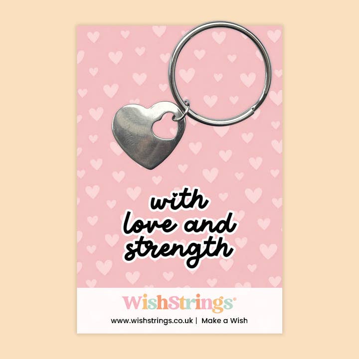 Met Liefde en Kracht - Hart Sleutelhanger - J055-KR voor wholesale door WishStrings