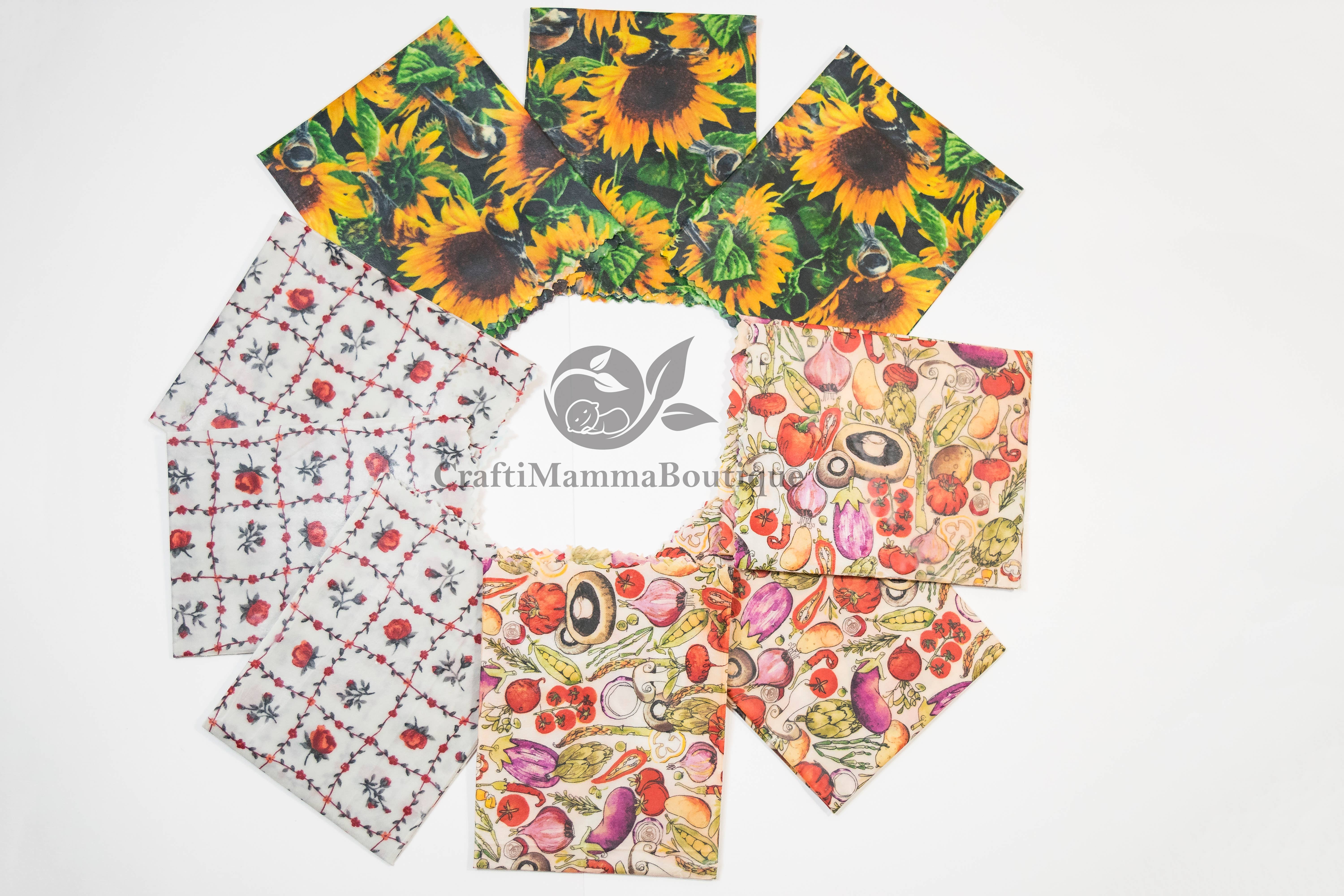 GreenLife Apothecary - Wholesale Food Storage Wrap/Bag - 3 PACK Beeswax Food Wrap, Random Pattern, eco friendly4