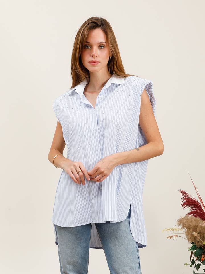 Camicia con strass (05-3472) per la vendita all'ingrosso da parte di aikha