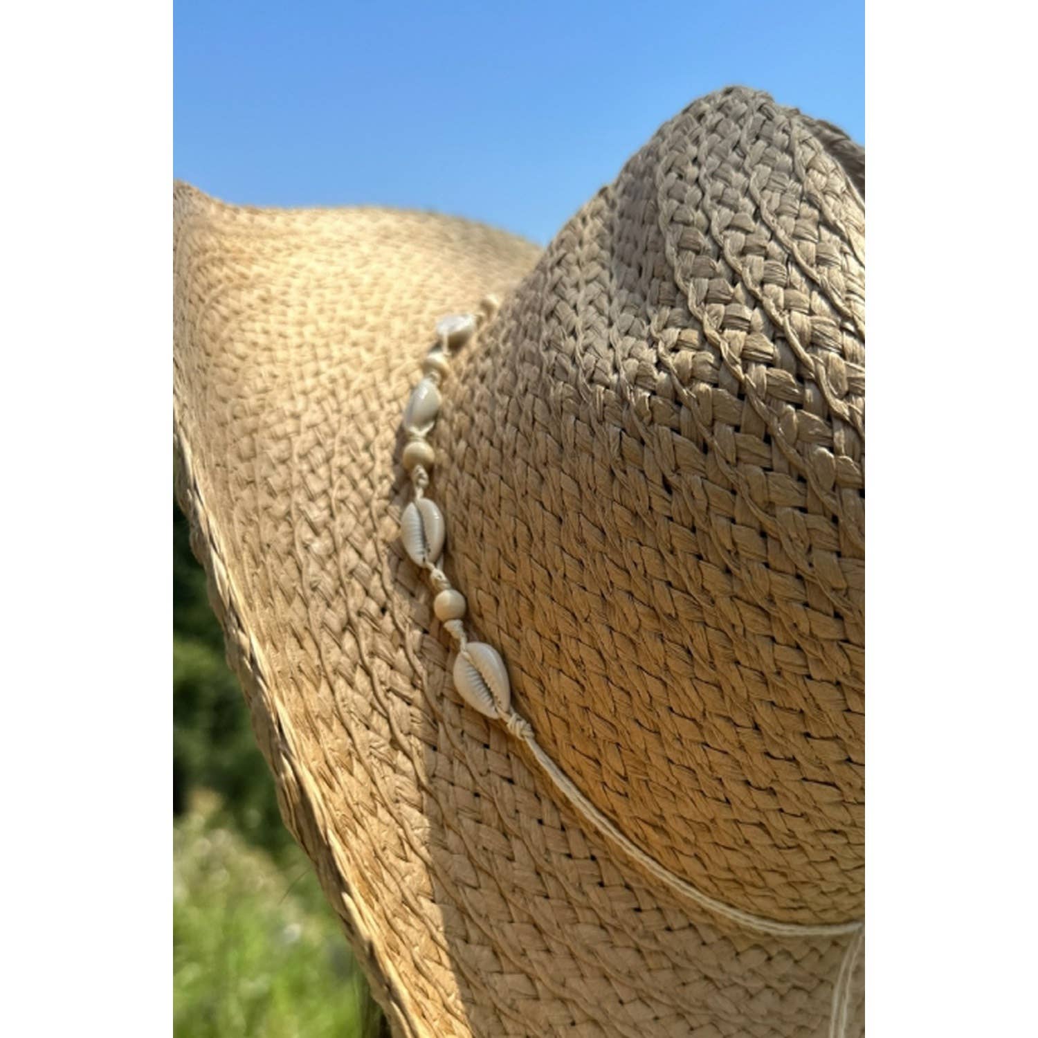 Queens INC - Wholesale Straw Hat - Women's - STRAW COWBOY WiITH SEA SHELLS 6